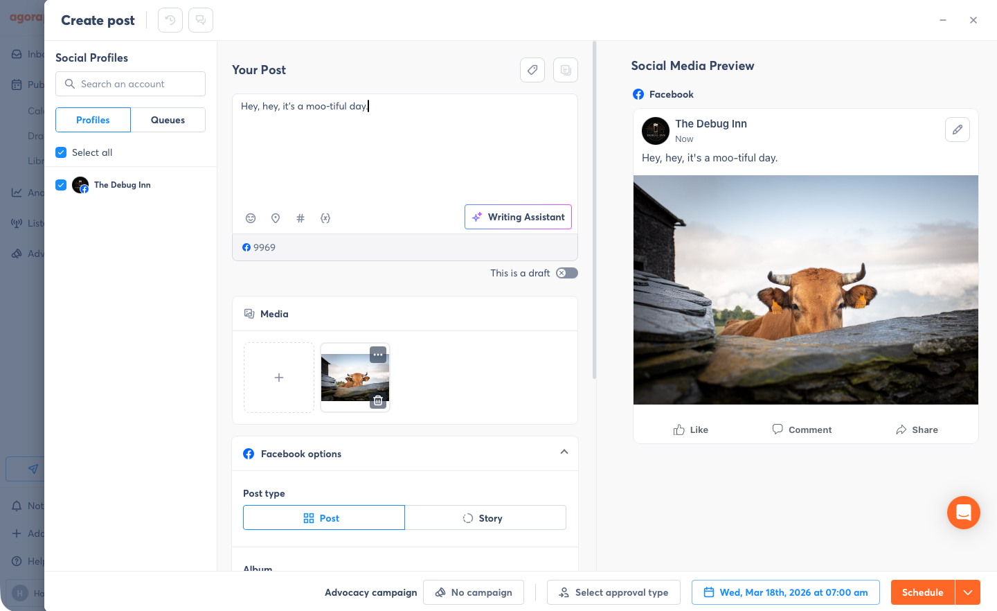 Agorapulse, our pick for the best social media management app for social media inbox management