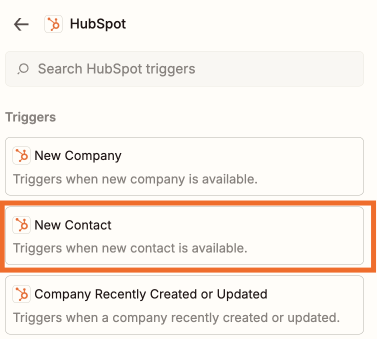Choosing a trigger event in a Zapier Agent
