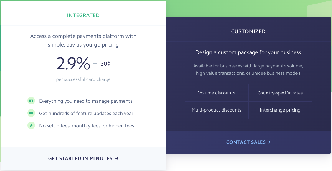 Screenshot of Stripe's payment details