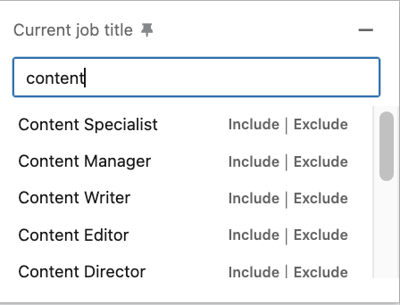 Job title filter in LinkedIn Sales Navigator