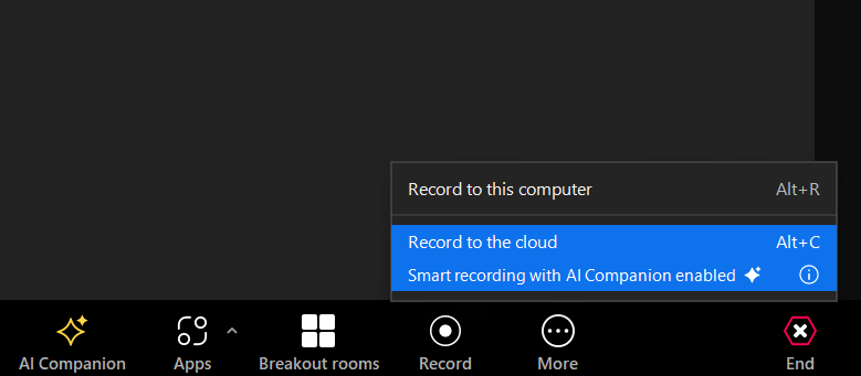 Screenshot of the record button in Zoom 