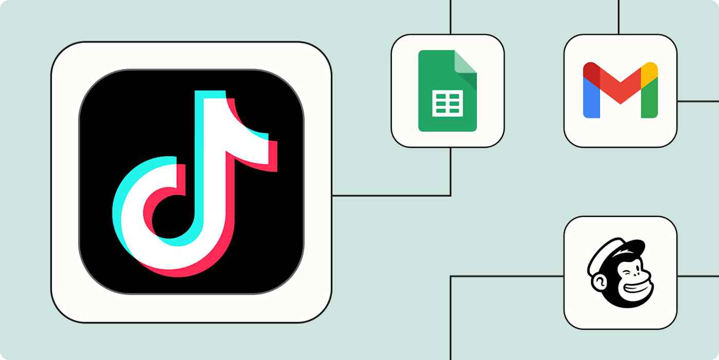 A hero image of the TikTok app logo connected to other app logos on a light blue background.