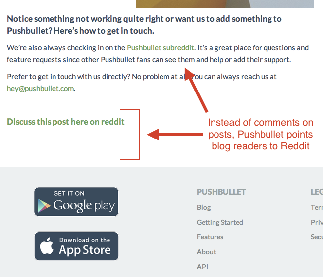 Pushbullet subreddit link on blog