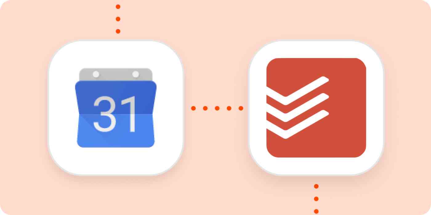 The Google Calendar and Todoist logos in white squares on an orange background