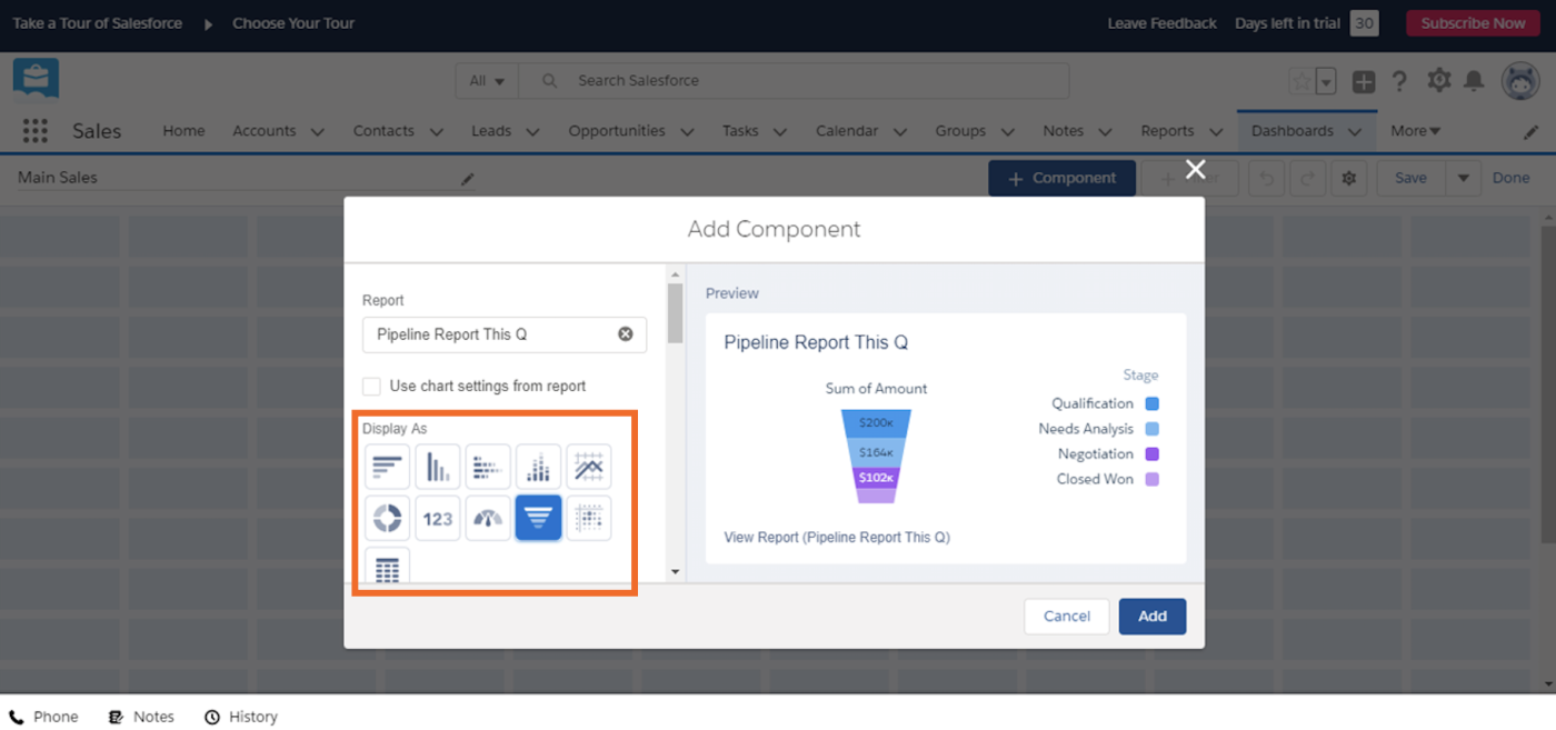 Selecting funnel graphic