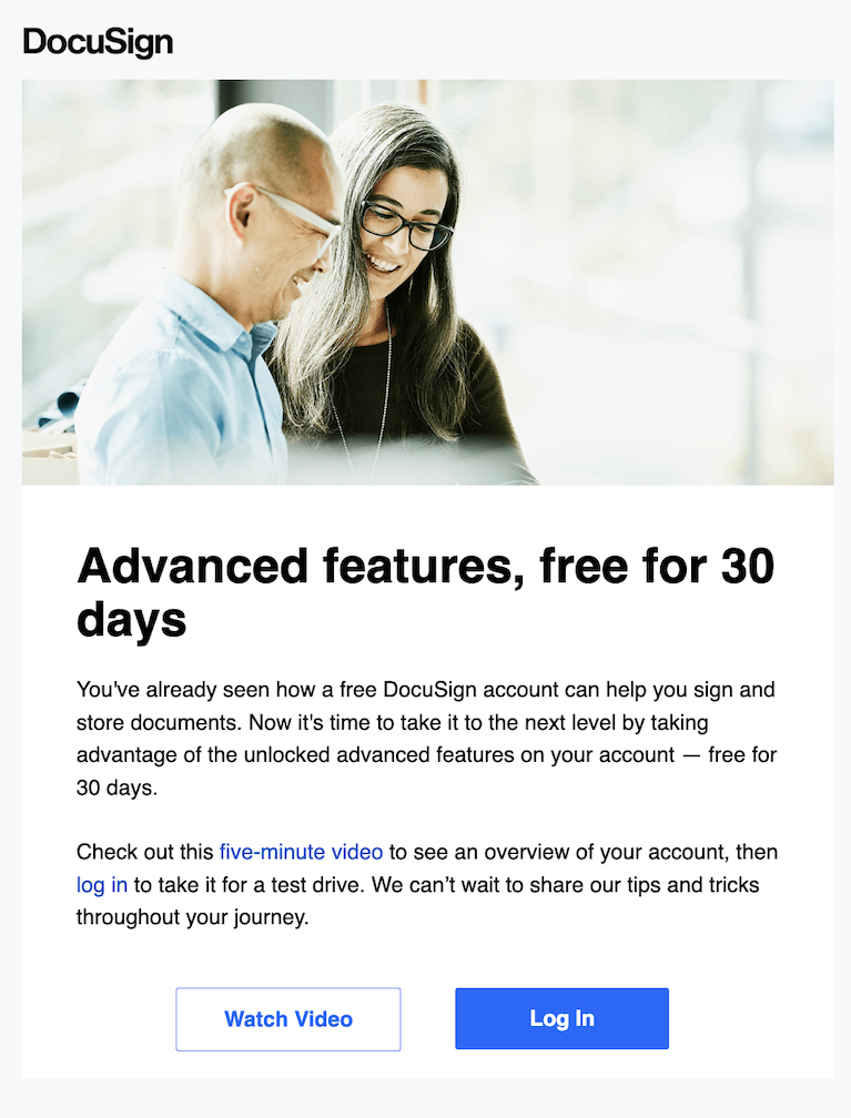 A freemium product education email from DocuSign