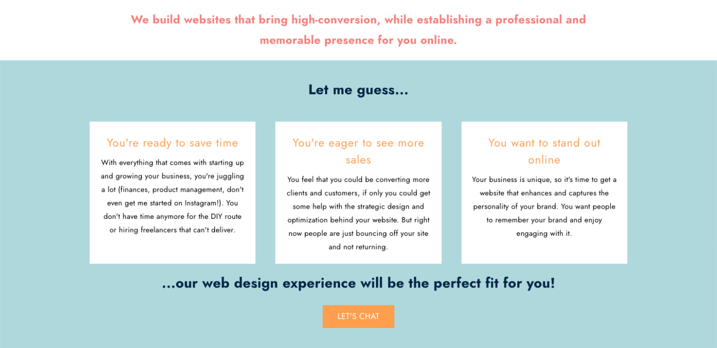 An example of the copy on Hedy's website services page that speaks directly to her target audience
