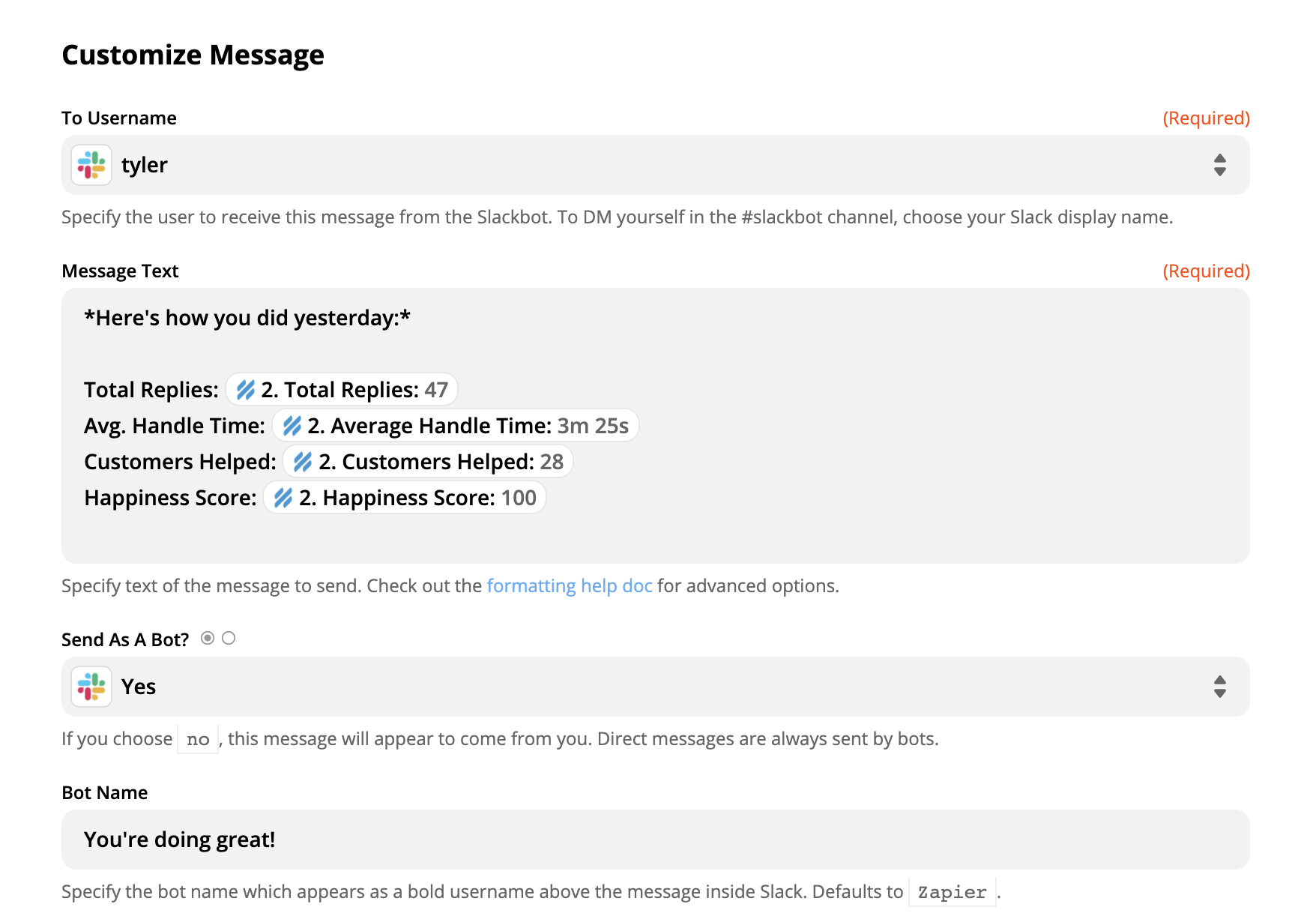 Send myself a Slack message