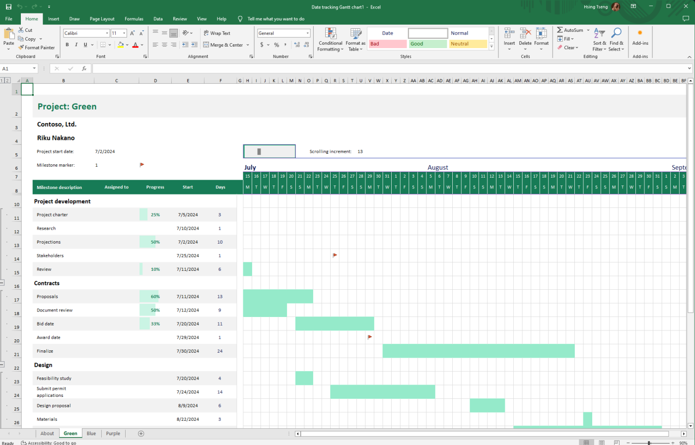 DIY Gantt chart in Excel