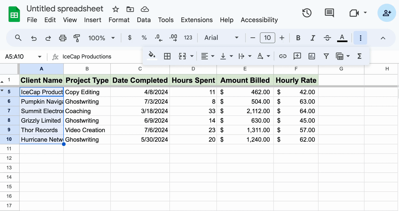 Demo of how to wrap text in Google Sheets. 