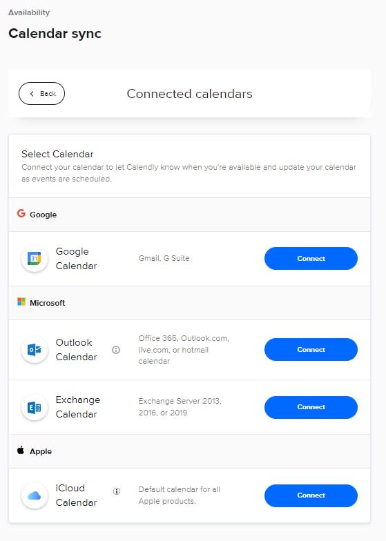 Connecting calendars in Calendly
