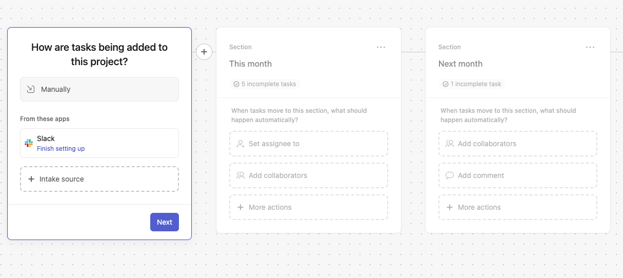 The workflow builder in Asana