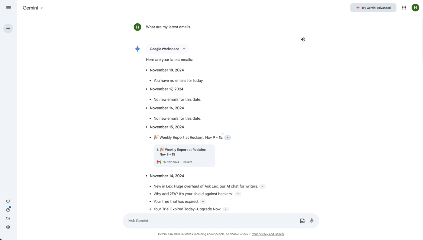 Using Bard to access your Gmail