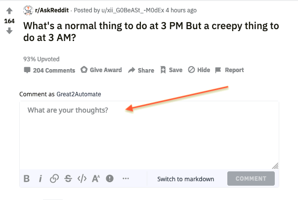 Commenting on Reddit