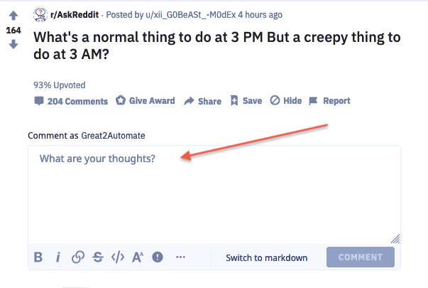 Commenting on Reddit