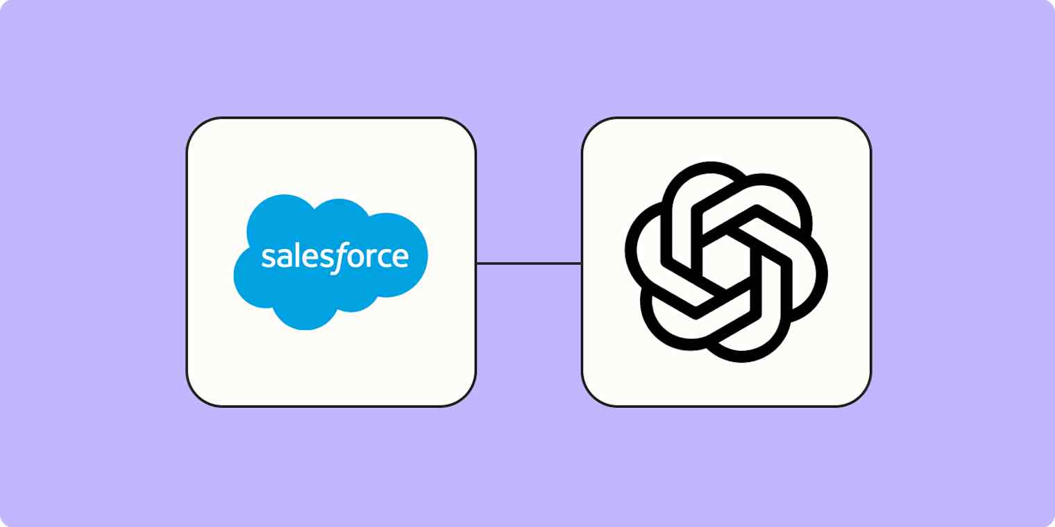 Screenshot of Salesforce and ChatGPT logos on a lilac background