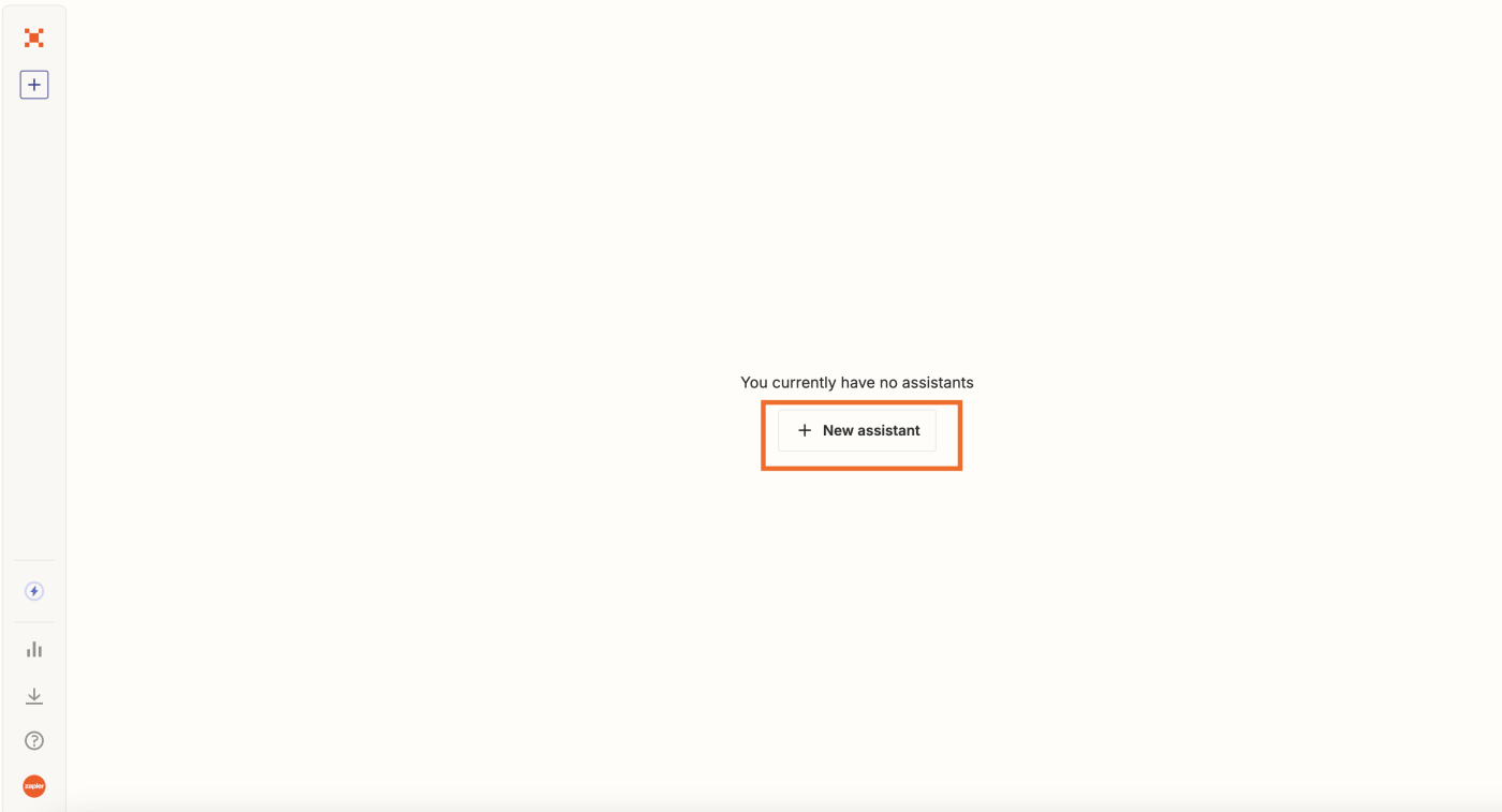 Screenshot of new assistant button