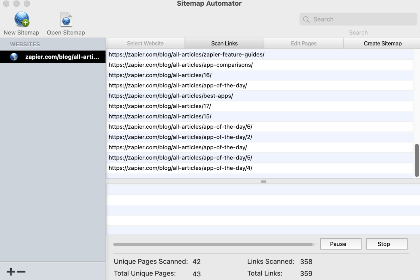 Image showing the Sitemap Automator interface