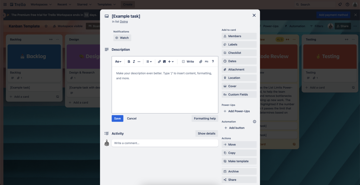 Screenshot of the Trello interface