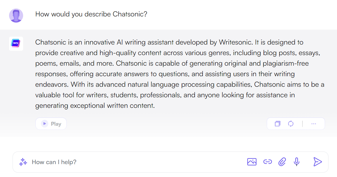 ChatSonic, an AI chatbot for content creation
