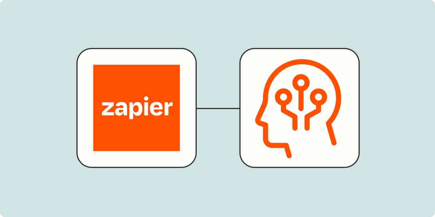 Screenshot of Zapier logo and AI on a blue background