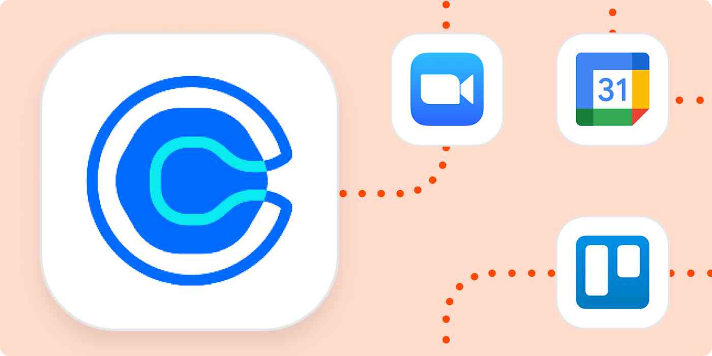 Hero image with the Calendly logo connected to the Zoom, Google Calendar, and Trello logos