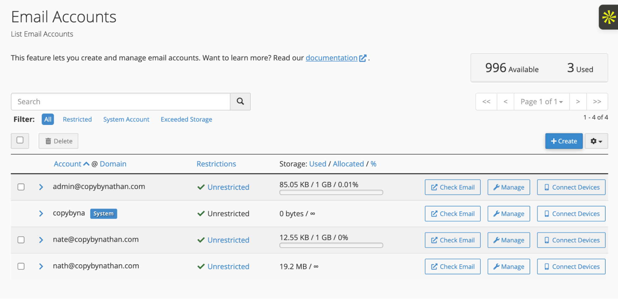 Adding a new email account in cPanel