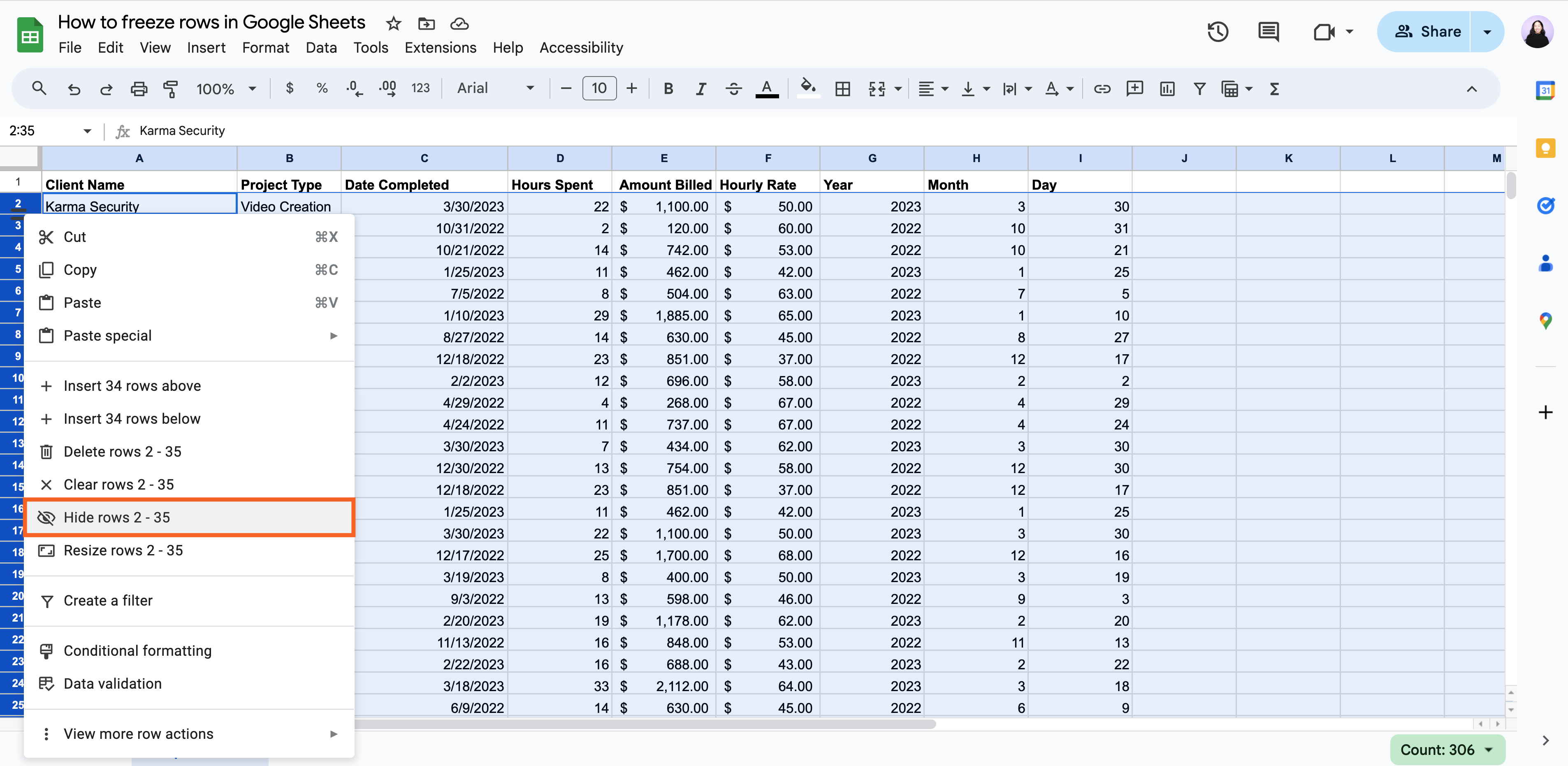 How to hide rows in Google Sheets Zapier