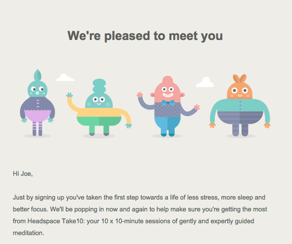 headspace welcome email