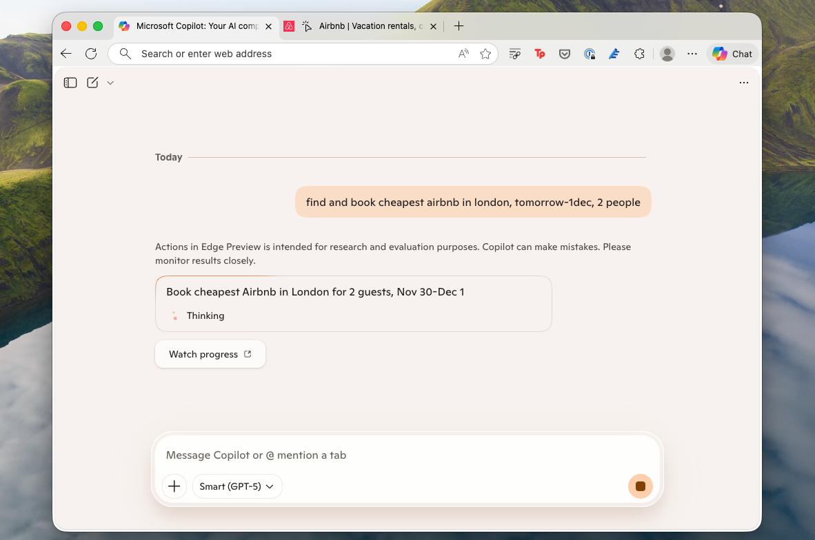 Microsoft Edge, our pick for the best AI browser for everyday browsing