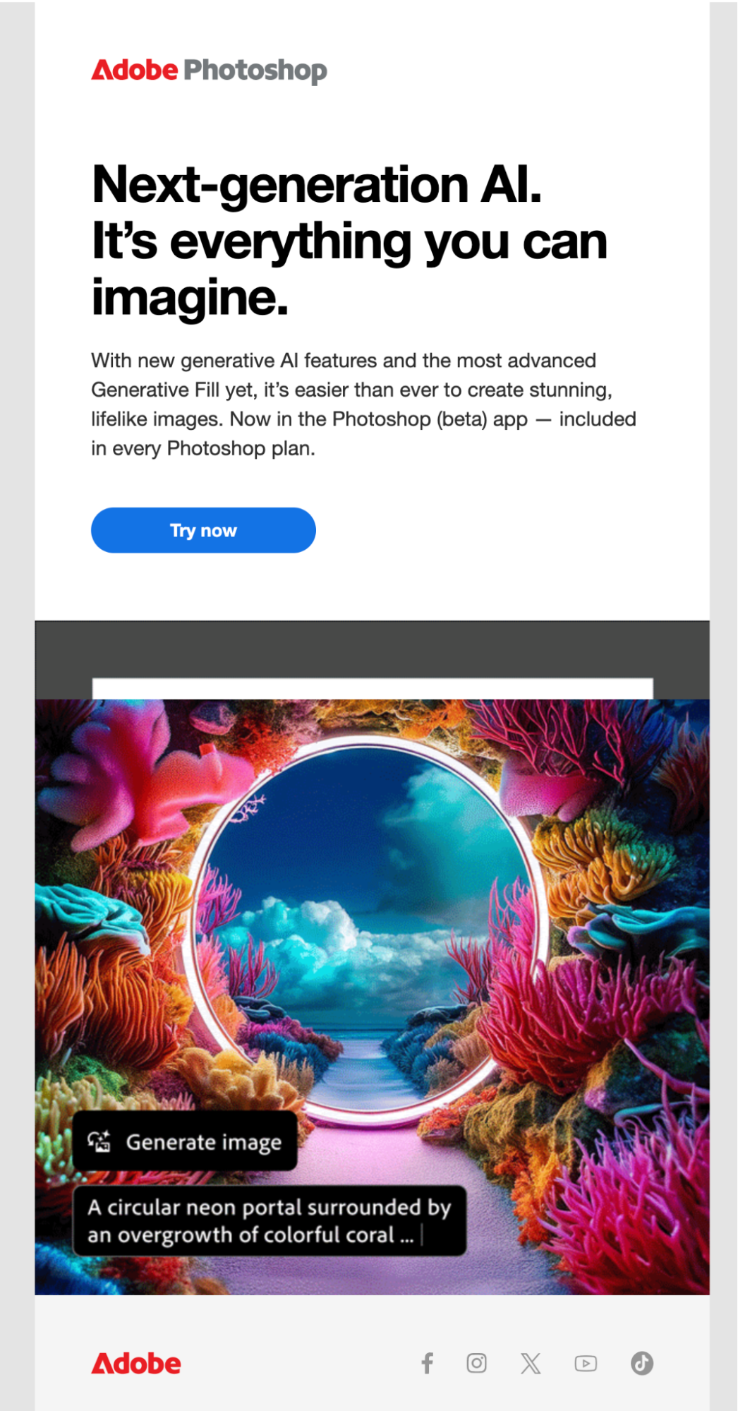 Screenshot of an email from Adobe