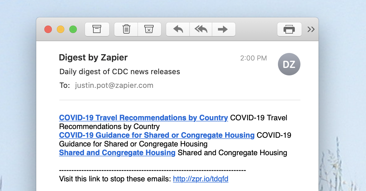 Get Official COVID-19 Updates In Your Inbox | Zapier