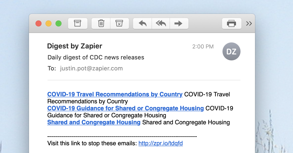 CDC headlines in one email