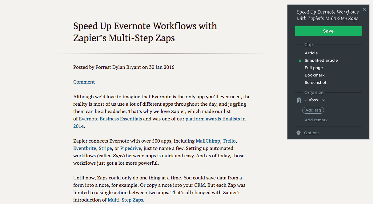 Evernote Web Clipper: Simplified