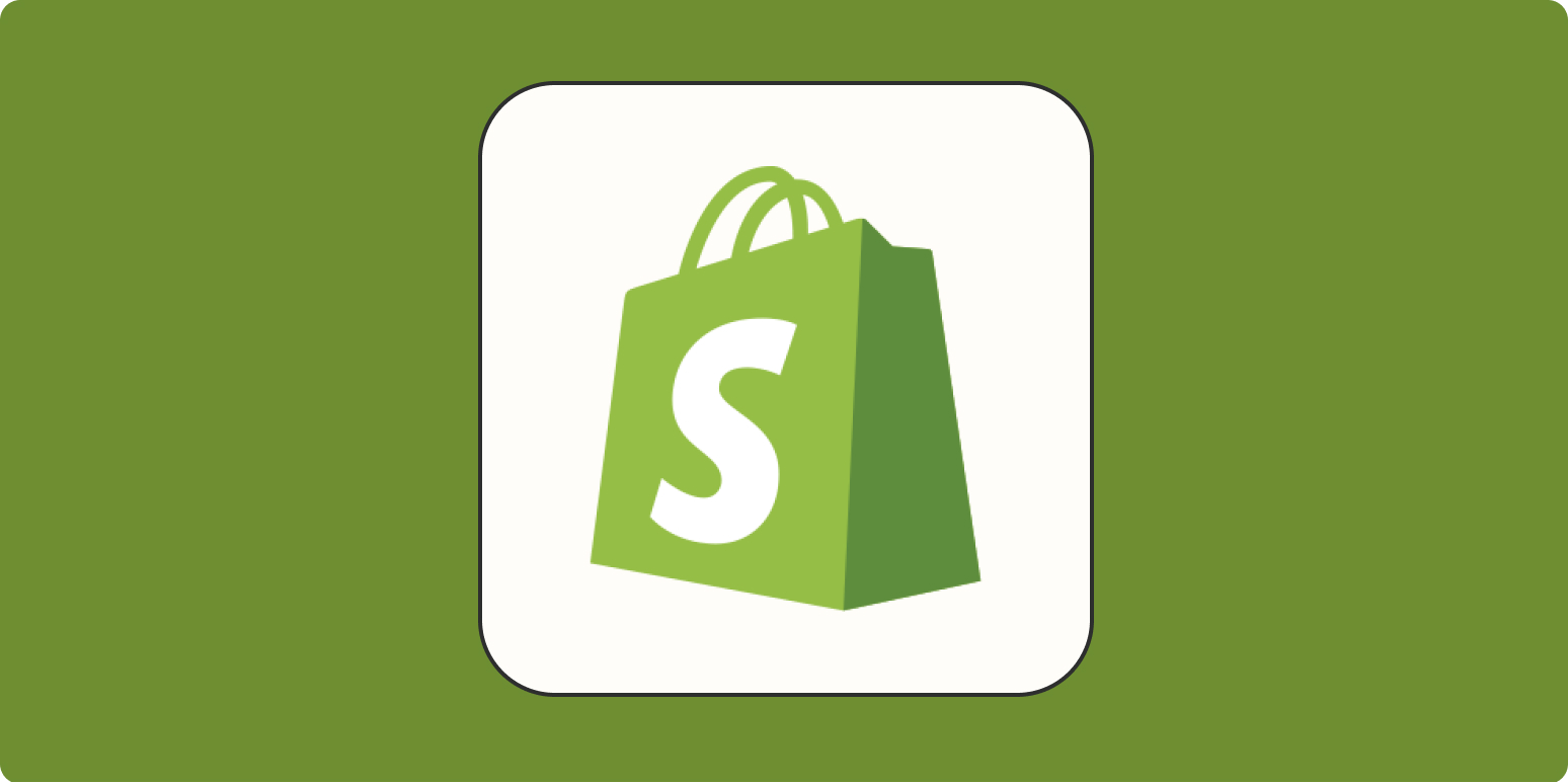 A hero image for Shopify app tips with the Shopify logo on a green background