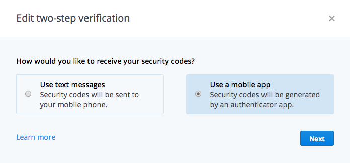 Dropbox Two-Factor Authentication