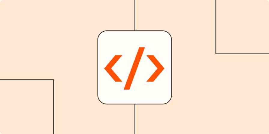 A hero image with the Code by Zapier app logo on a light orange background.