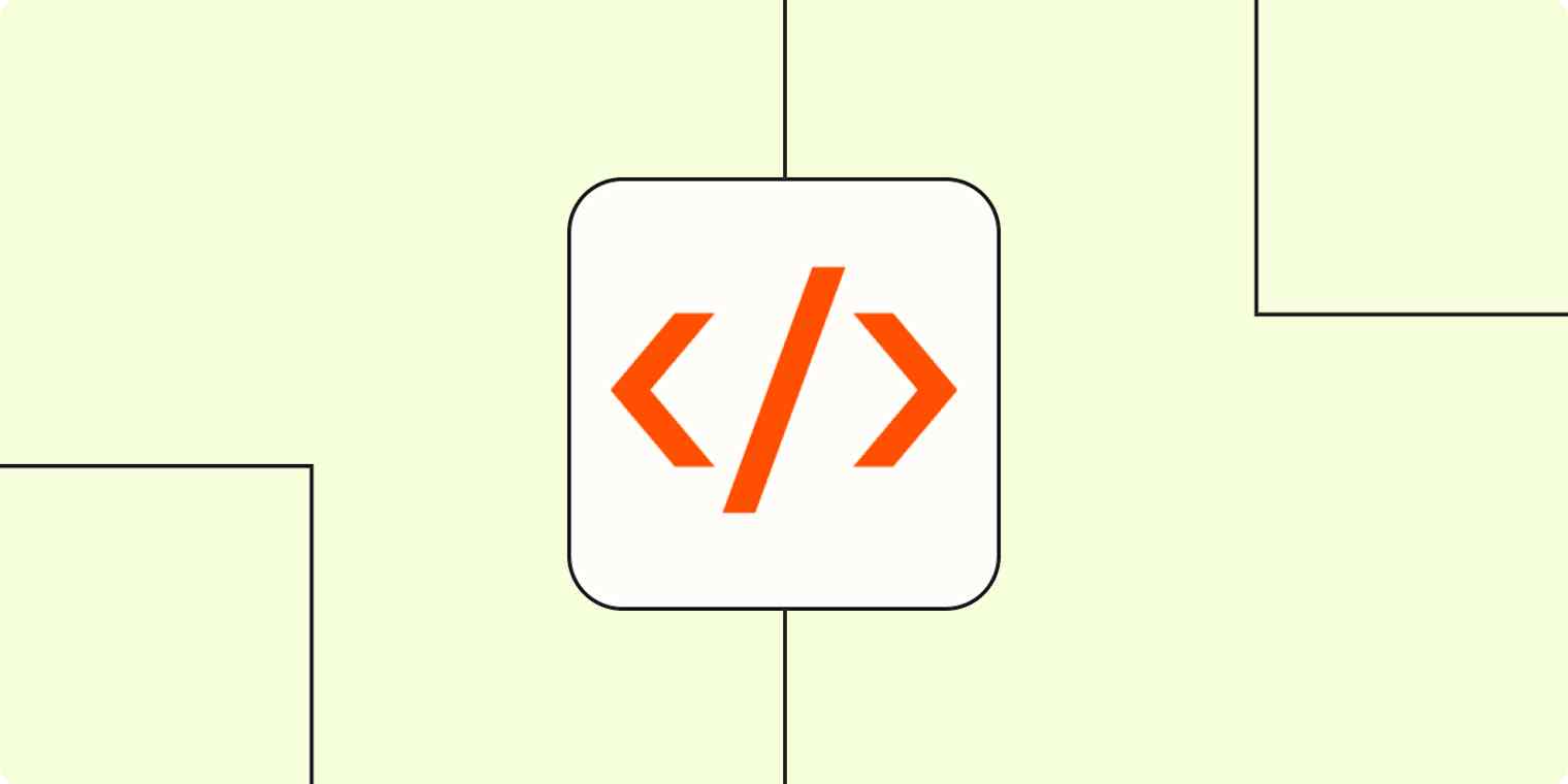 A hero image with the Code by Zapier app logo on a light orange background.