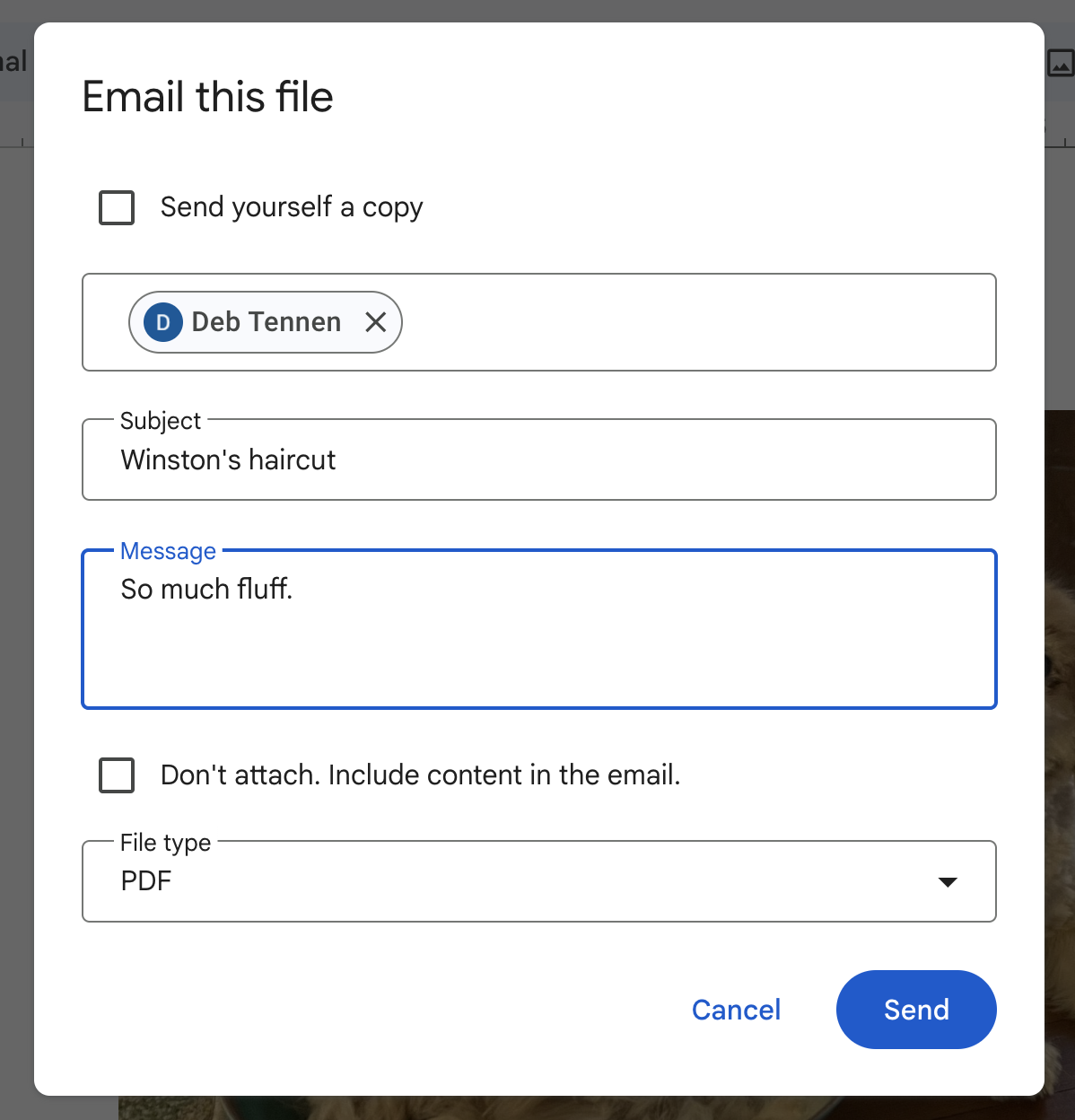 Emailing a Google Doc as a file
