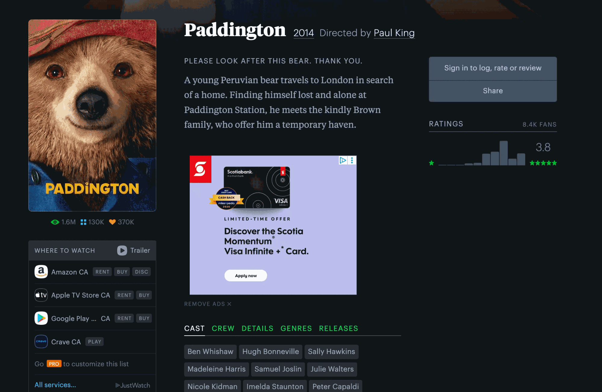 Demo of clicking the Share CTA on a Letterboxd film page. 