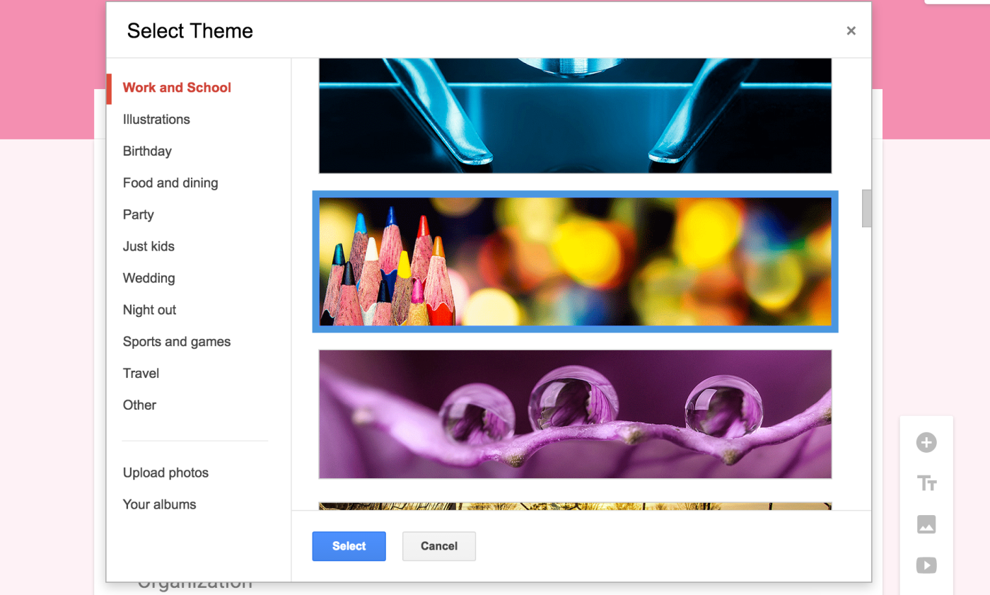Google Forms photo header