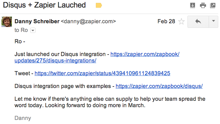 post-partner launch follow-up email