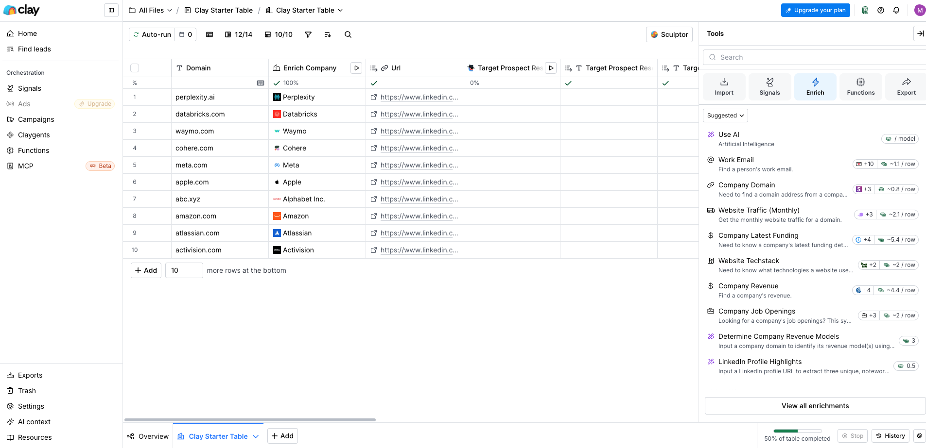 Clay, our pick for the best lead management software for data enrichment.