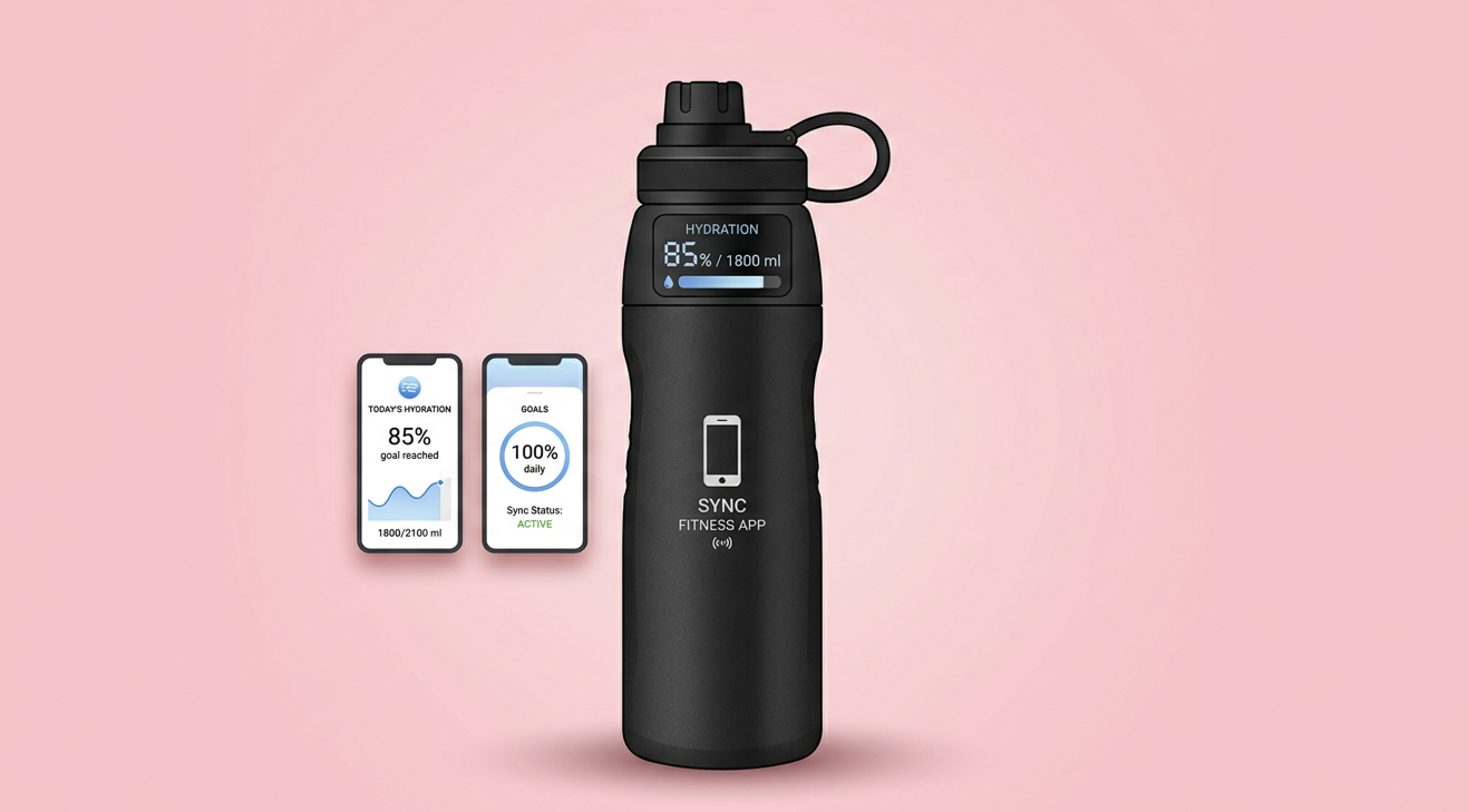 A mockup of a smart water bottle