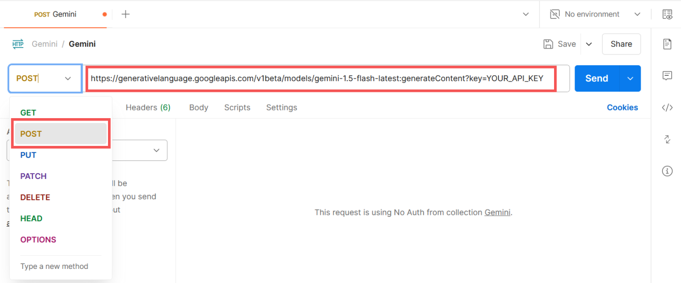 Changing GET to POST and adding the -X flag URL into Postman