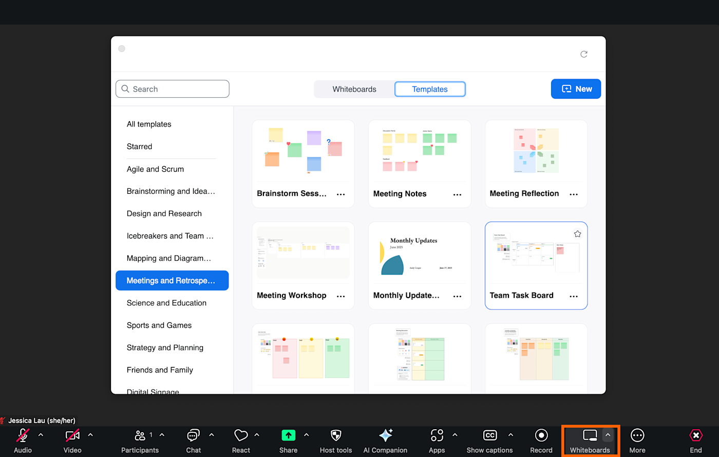 Zoom whiteboard templates. 