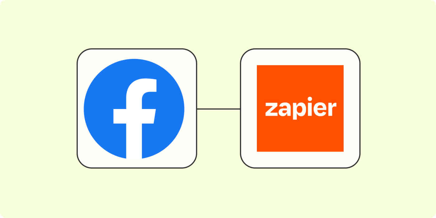 A hero image of the Facebook Lead Ads logo connected to the Zapier logo on a light yellow background.