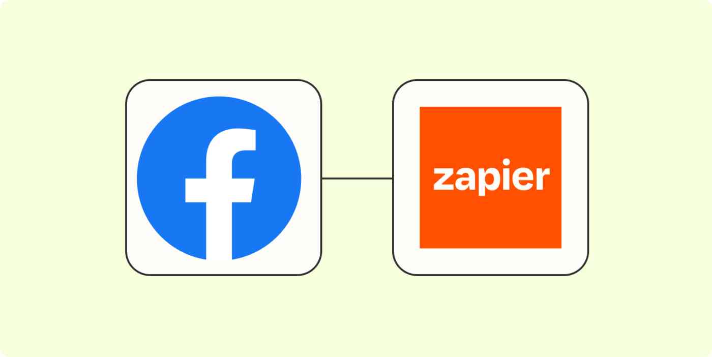 A hero image of the Facebook Lead Ads logo connected to the Zapier logo on a light yellow background.