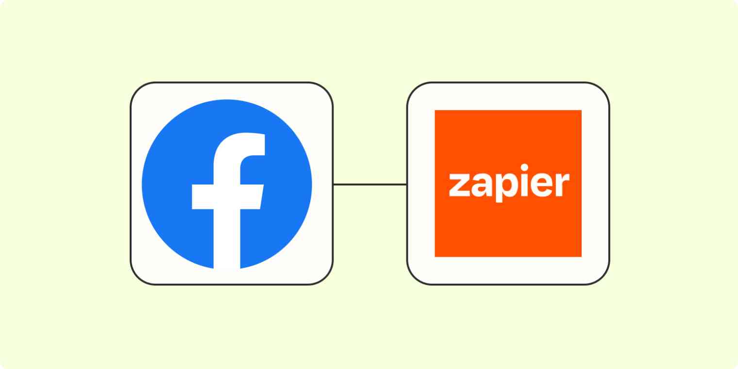 A hero image of the Facebook Lead Ads logo connected to the Zapier logo on a light yellow background.