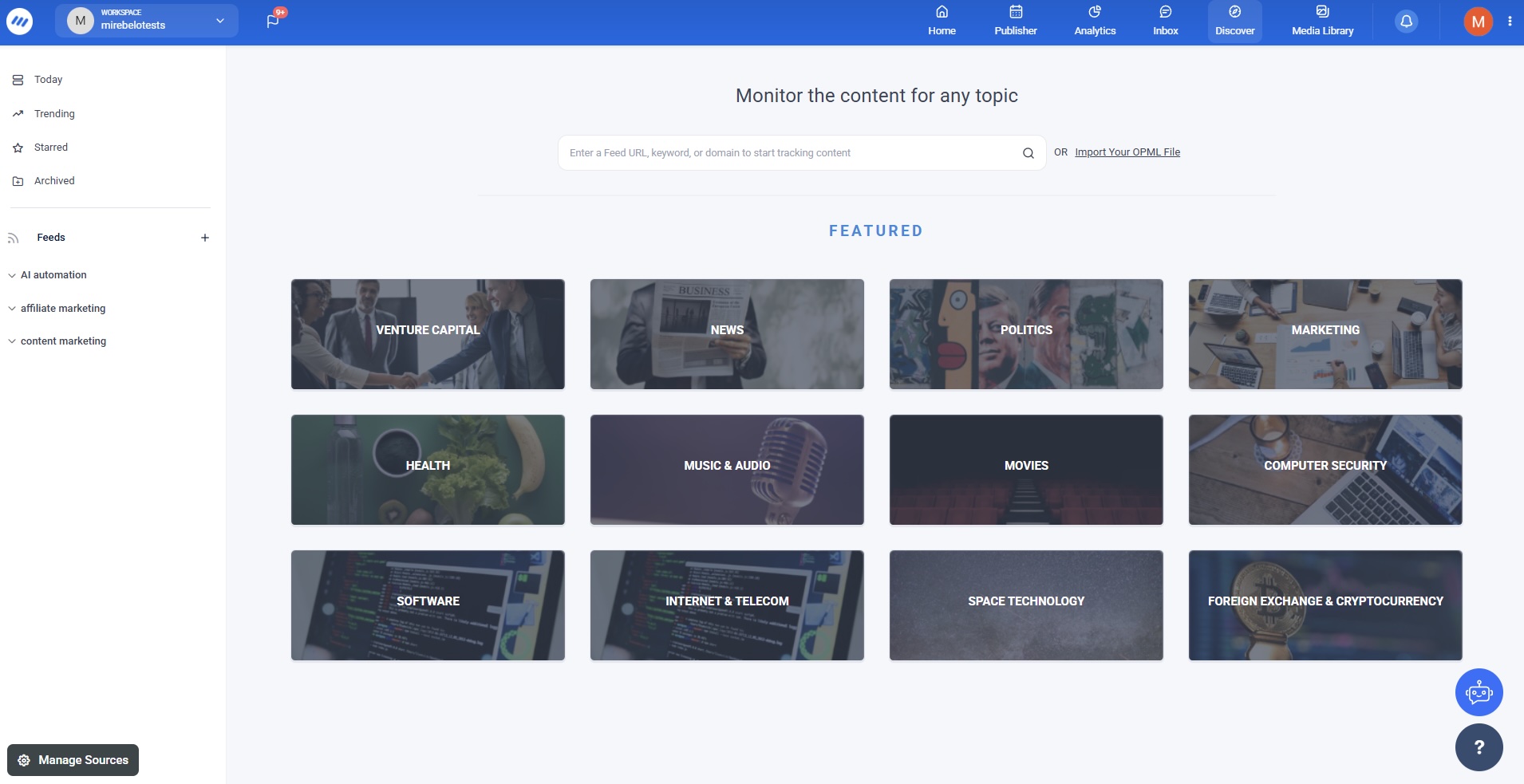 ContentStudio, our pick for the best AI social media management software for staying on top of your content topics